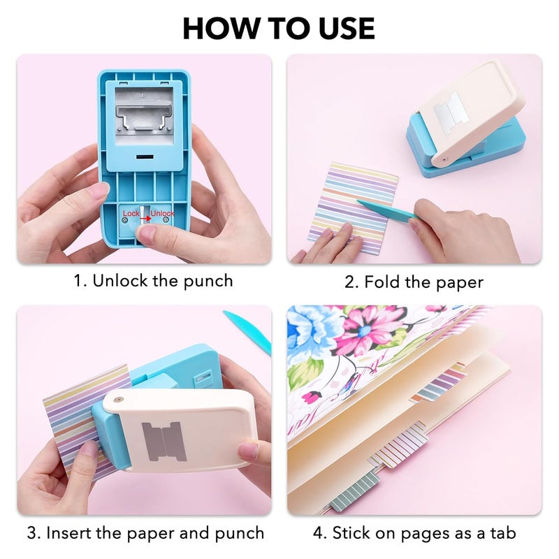 CYFUN DESIGN Tab Punch DIY Index Tabs Puncher Tag Punch Loose Leaf Separator Label Punch Craft Paper Punch for Scrapbooking, Journaling Tabs, Bible Tabs, Book Tabs, Notebooks, Planner Inserts, and More Projects - Image 3